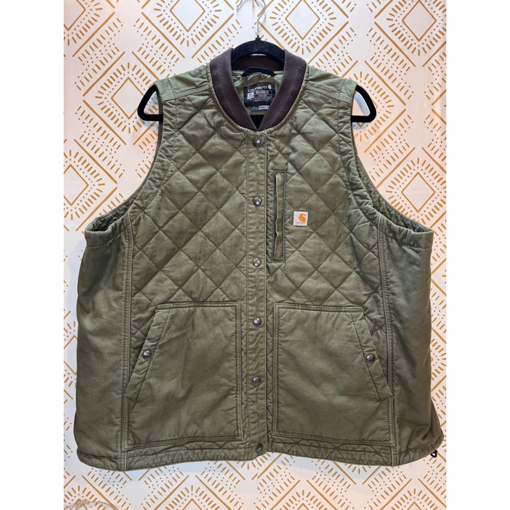Carhartt Vest Women 2X Green DV4423-W‎ Relaxed Fit Quilted Canvas Workwear Gorp
